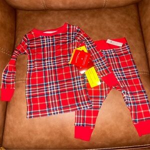 New Wondershop Family Red Plaid Kids Pajamas 12 Months